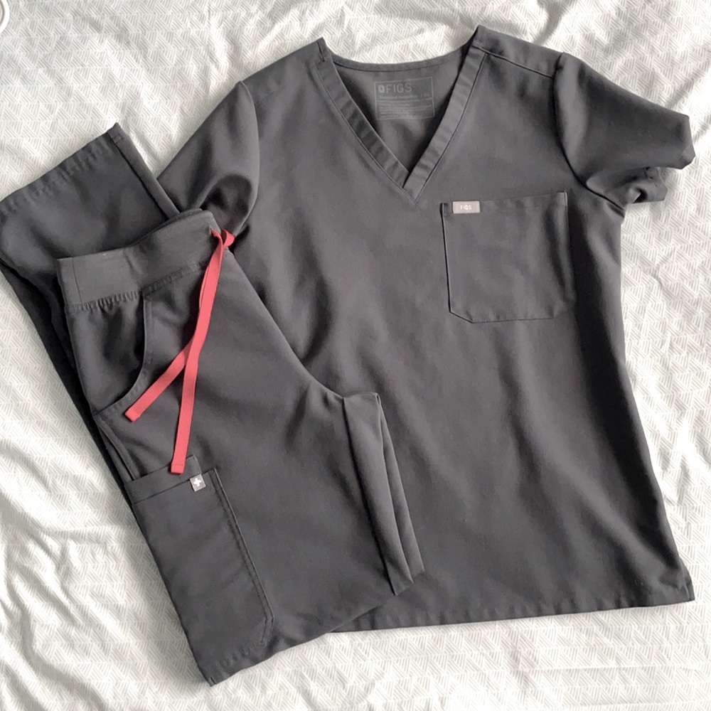 Figs Scrub Set -Charcoal - Catarina XS & Kade Pants XS/T